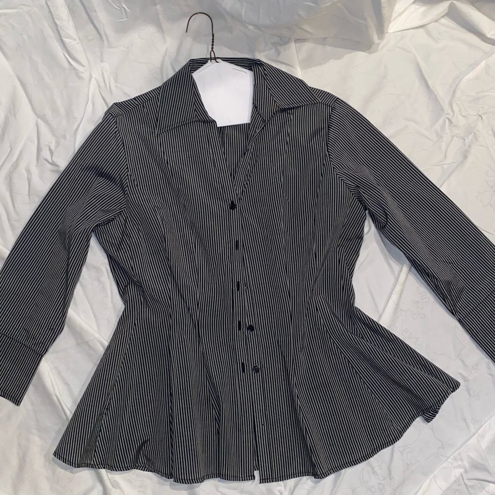 Black and gray striped formal button up